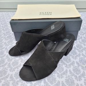 Eileen Fisher Haven Crisscross Chunky Block Heel Slides